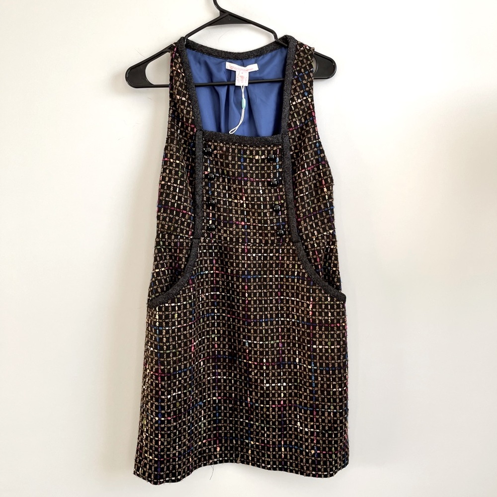 Charlotte Ronson Brown Tweed Sleeveless Sheath Dress Size 8